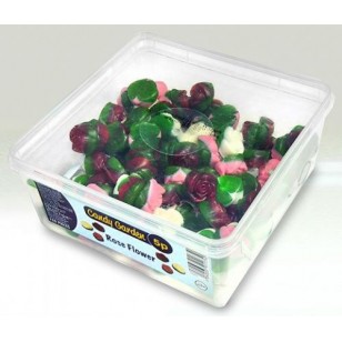 CANDY GARDEN FRUIT FLAVOUR JELLY SWEETS Rose Flower TUB OF120 PCS